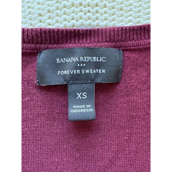 Banana Republic Forever Sweater XS V-Neck Maroon - Picture 5 of 6